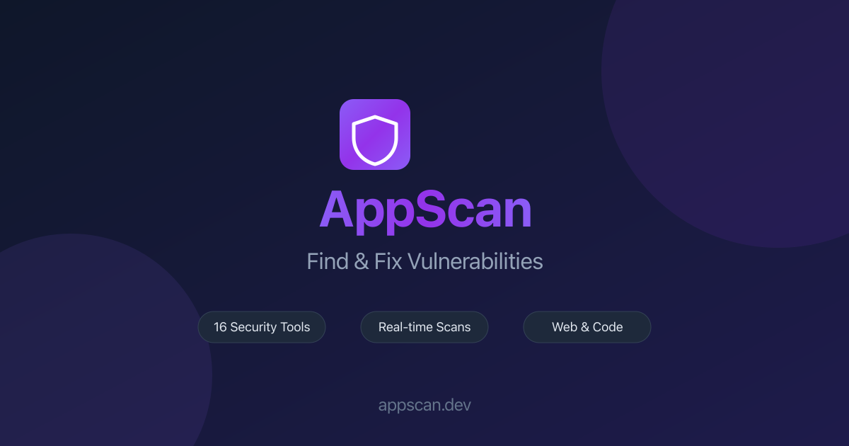 AppScan.dev - Security Vulnerability Scanner for Developers